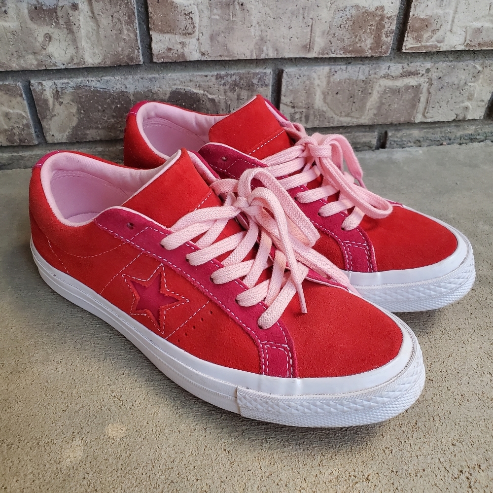 Converse One Star leather shoes red and pink
